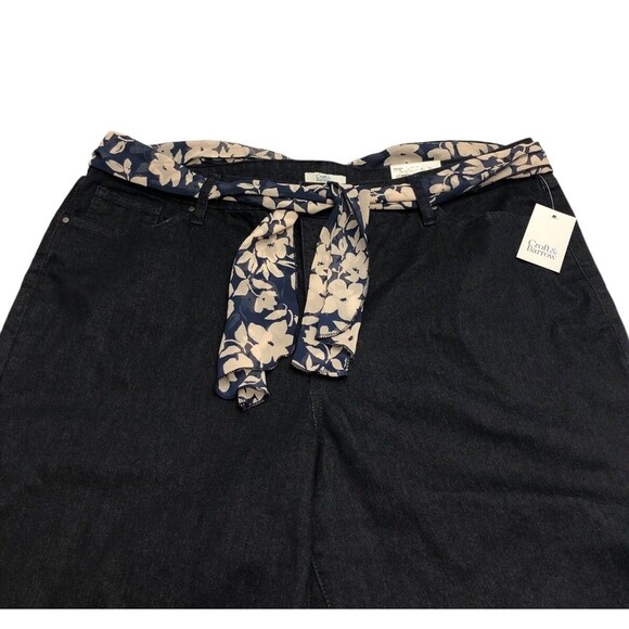 Size 18W Croft & Barrow Scarf Belt Capri Mid Rise Straight Though Hip & Thigh - Picture 4 of 12